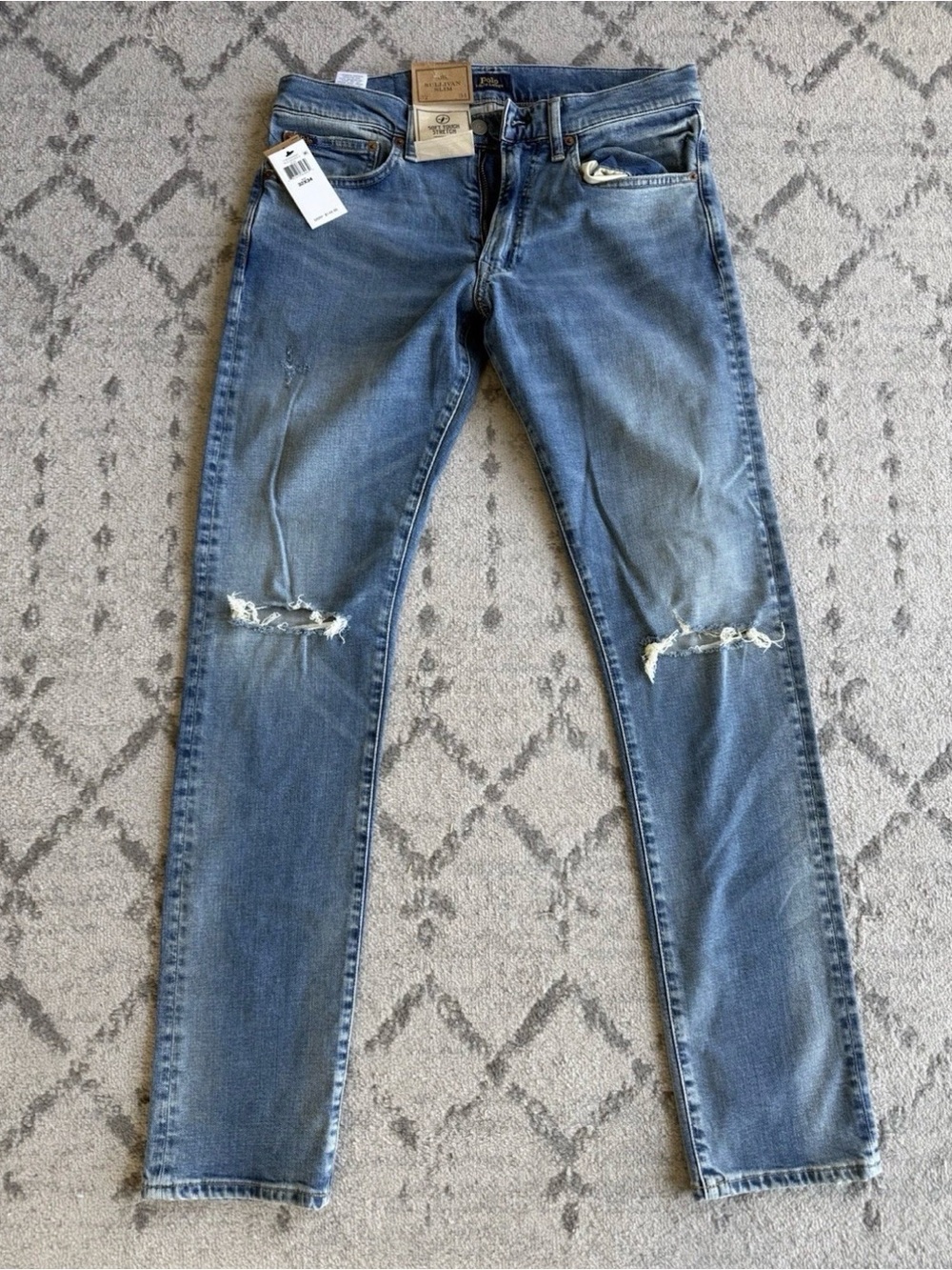 Ralph Lauren Slim Distressed Jeans in Light Blue